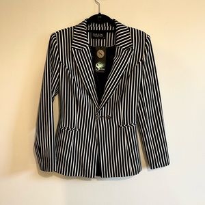 Black and white striped blazer with sequin detail